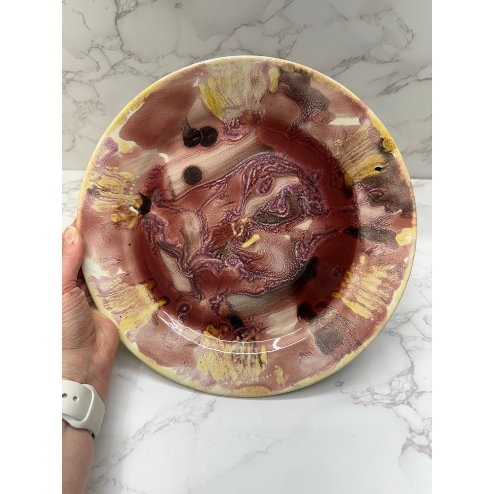 Secla Portugal Ceramic‎ Serving Plate Wild Glaze Artisan Abstract Maximalism